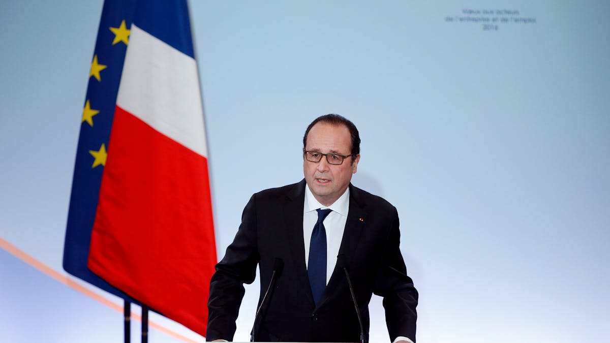 François Hollande, lors de ses voeux aux "acteurs de l'entreprise et de l'emploi", le 18 janvier 2016.