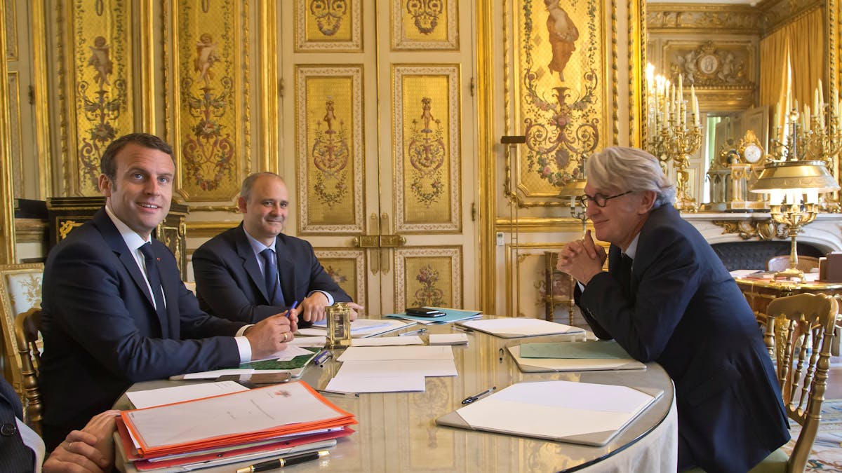 Emmanuel Macron et Jean-Claude Mailly, mardi 23 mai à l’Elysée.