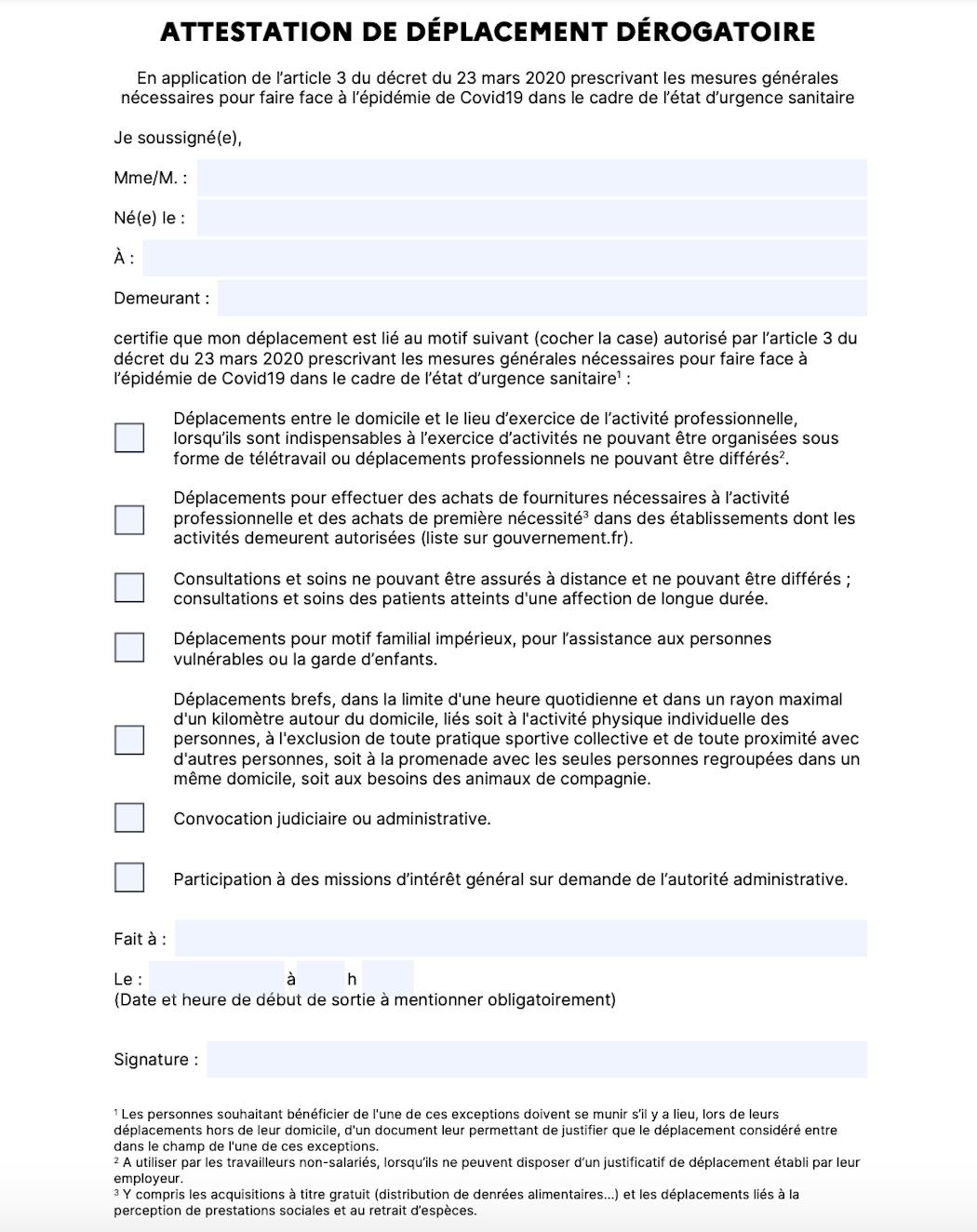 Attestation De Deplacement 0 D Amende En Cas De Recidive Dossier Familial