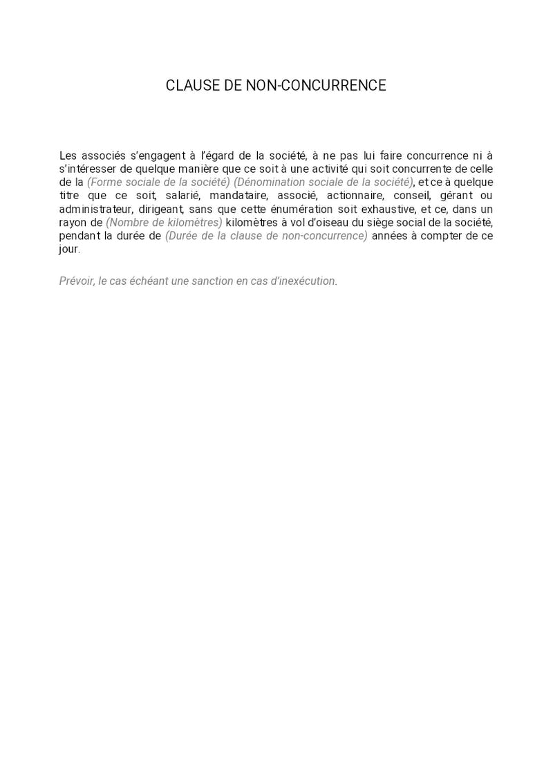 Clause de non concurrence | Dossier Familial