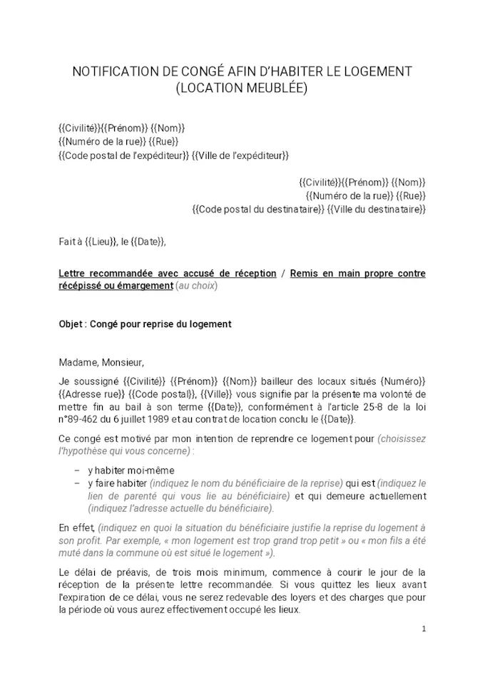 Cong Pour Reprise Afin D habiter Logement Meubl Dossier Familial cong-pour-reprise-afin-d-habiter-logement-meubl-dossier-familial