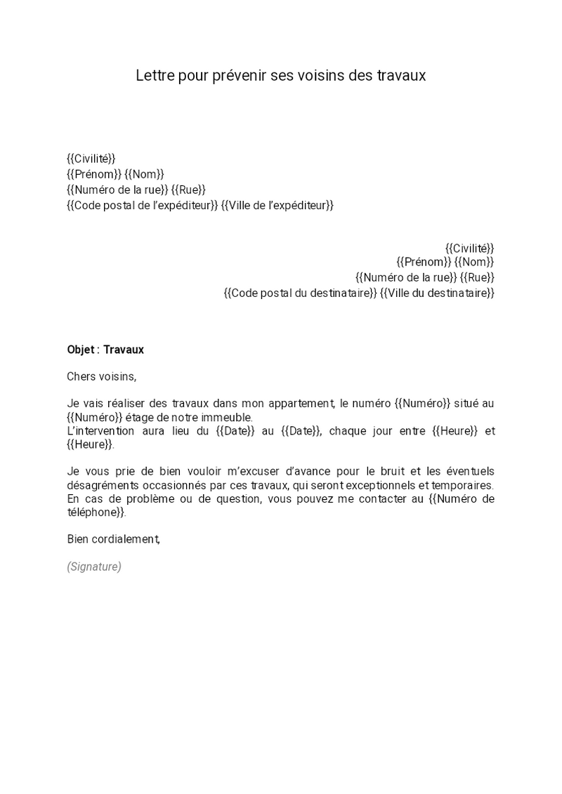 lettre condoléances voisin