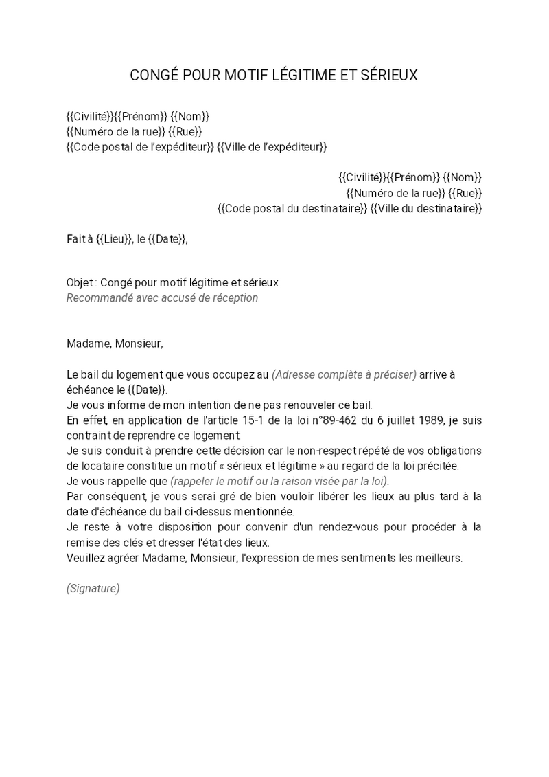 Contestation Congé Pour Motif Légitime Et Sérieux