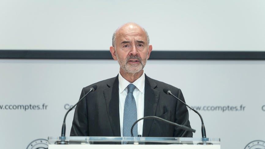 Pierre Moscovici, Cour des comptes, micro, conférence de presse