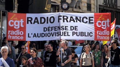 Manifestation, banderole CGT, Paris